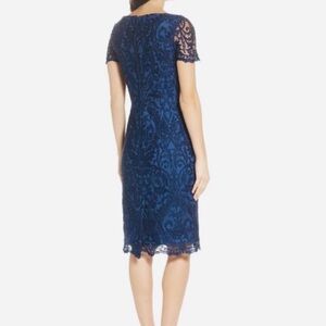 La Femme Royal Blue Lace Midi Dress
